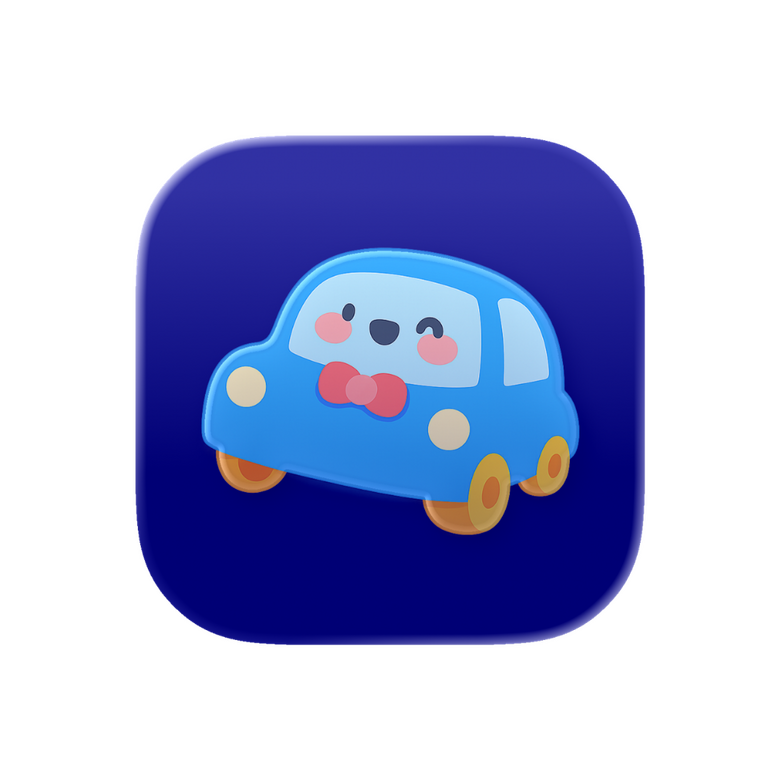 Untitled App icon for My Commute with a cute blue car who is smiling